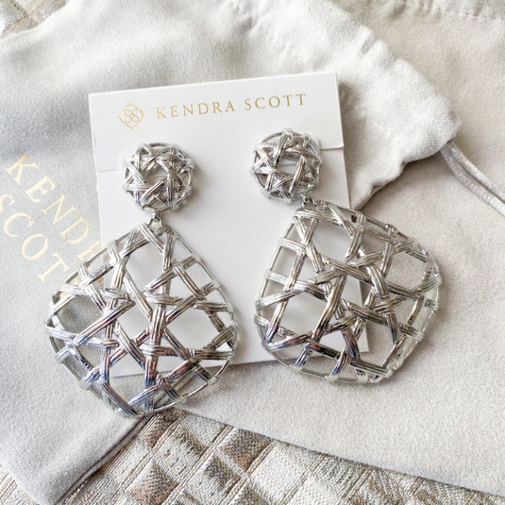 Kendra Scott Alex Rose Gold Earrings In Navy Blue Dusted Glass w Dust Bag Kendra Scott Alex Rose Gold Earrings In Navy Blue Dusted Glass w Dust Bag